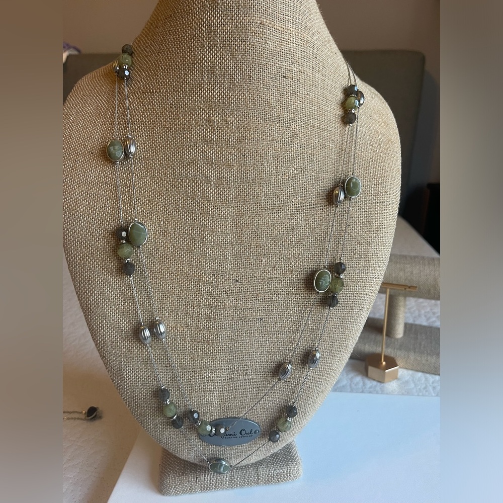 Elegant Green Beaded Two Strand Necklace